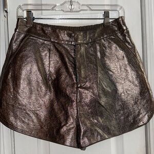 GREY LAB Metallic Brown High-Waist Women's Shorts